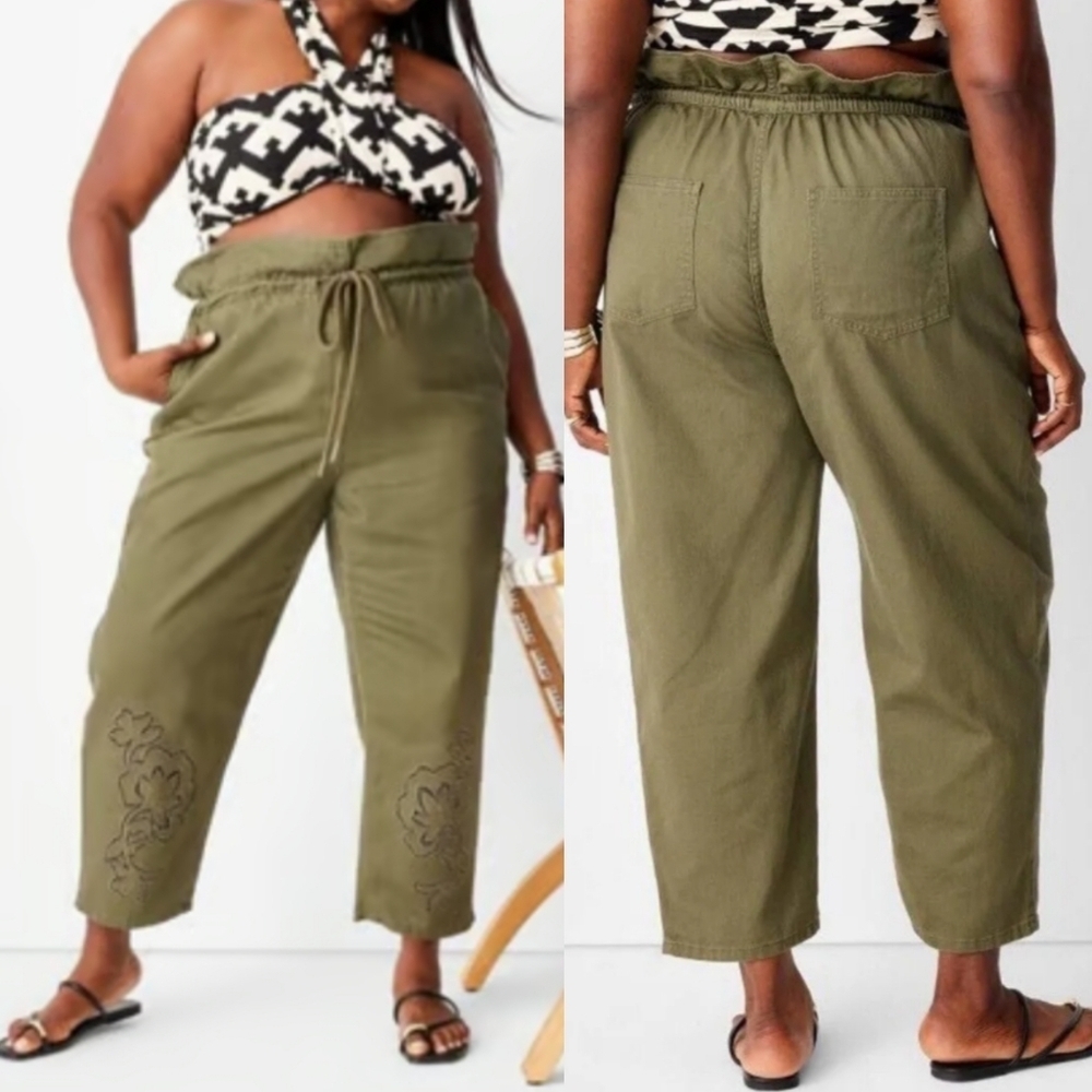 Olive Green Cropped Pants